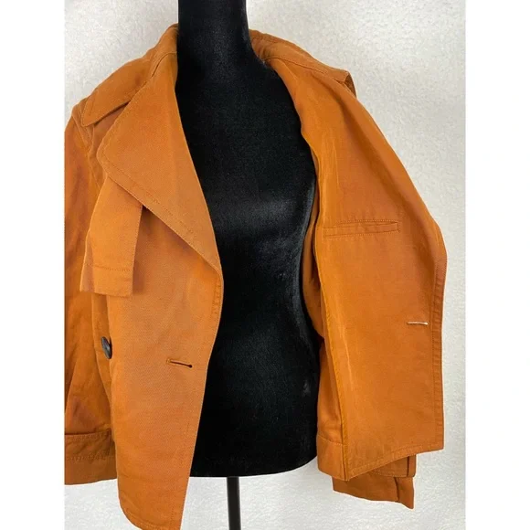 VINCE • Dark Sienna Cropped Linen-Cotton Jacket, S - Picture 11 of 16